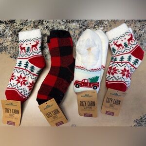 Cozy Cabin youth socks/slippers 4- pack- nwt